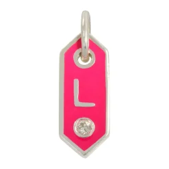 Tomfoolery Tiny Signet Enamel & Diamond Initial Letter Pendant Necklace New