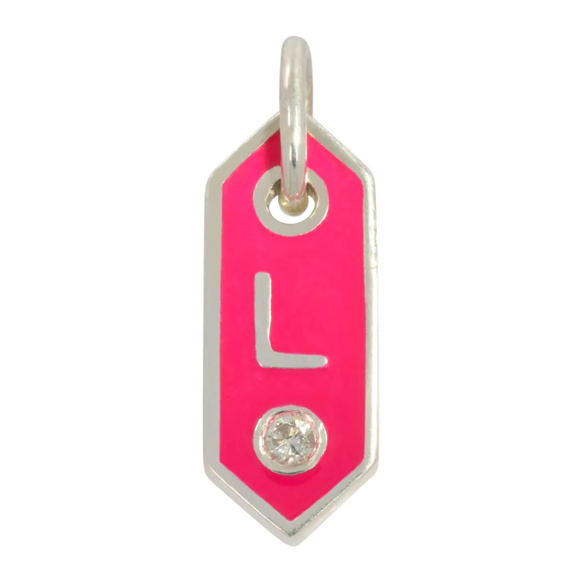 Tomfoolery Tiny Signet Enamel & Diamond Initial Letter Pendant Necklace New