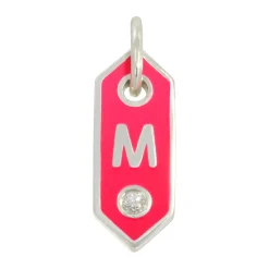 Tomfoolery Tiny Signet Enamel & Diamond Initial Letter Pendant Necklace New