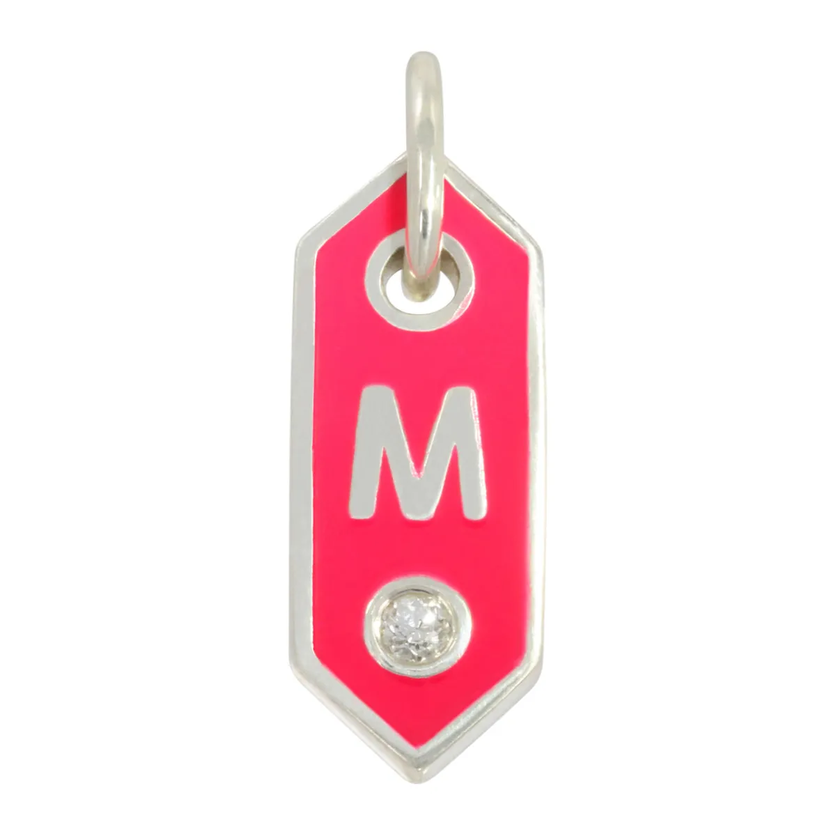 Tomfoolery Tiny Signet Enamel & Diamond Initial Letter Pendant Necklace New