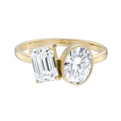 Tomfoolery Toi Et Moi Moissanite Oval Bezel & Emerald Cut Ring Online