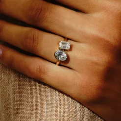 Tomfoolery Toi Et Moi Moissanite Oval Bezel & Emerald Cut Ring Online