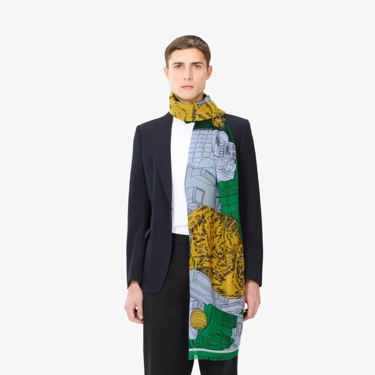 Tomfoolery Tokyo 70 Printed Scarf Green Discount