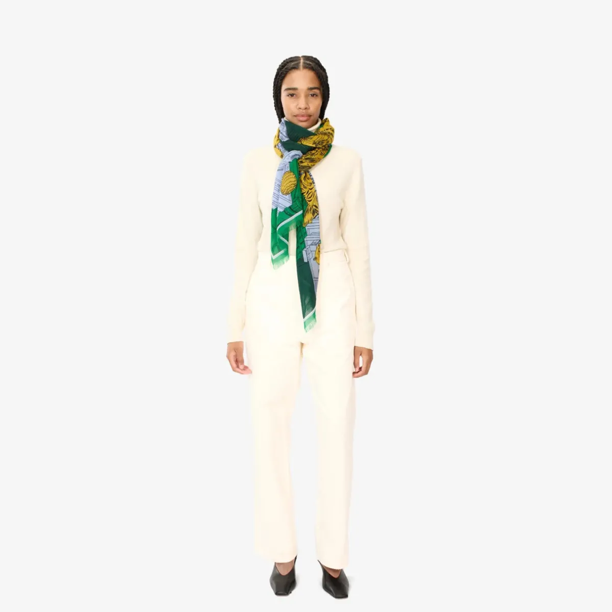 Tomfoolery Tokyo 70 Printed Scarf Green Discount