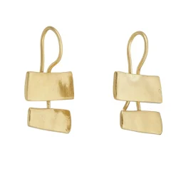 Tomfoolery Tokyo Gold Rectangle Earrings New