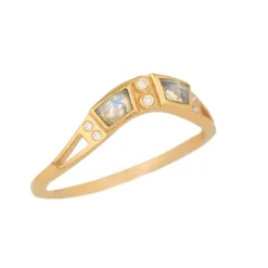Tomfoolery Totem Moonstone & Diamond Curved Ring Sale