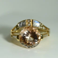 Tomfoolery Totem Moonstone & Diamond Curved Ring Sale