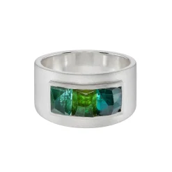 Tomfoolery Tourmaline Three Stone Wide Ring 0.2 Fashion