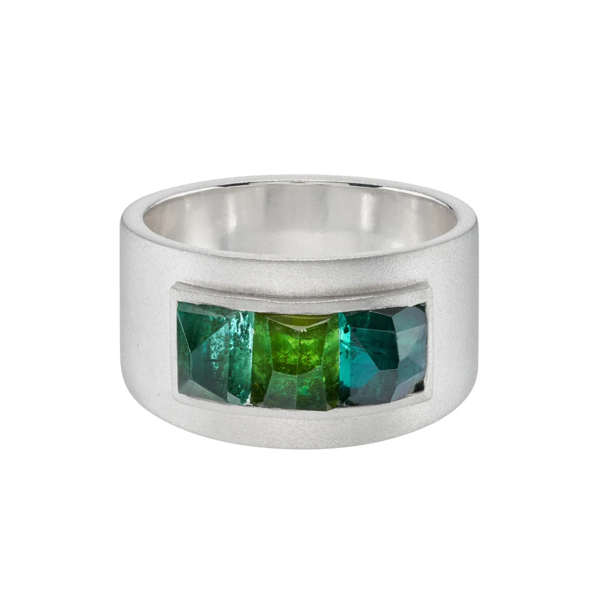 Tomfoolery Tourmaline Three Stone Wide Ring 0.2 Fashion