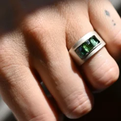 Tomfoolery Tourmaline Three Stone Wide Ring 0.2 Fashion