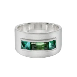 Tomfoolery Tourmaline Three Stone Wide Ring 0.1 Online