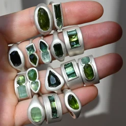 Tomfoolery Tourmaline Three Stone Wide Ring 0.1 Online