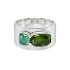 Tomfoolery Tourmaline Two Stone Wide Ring 0.2 Outlet