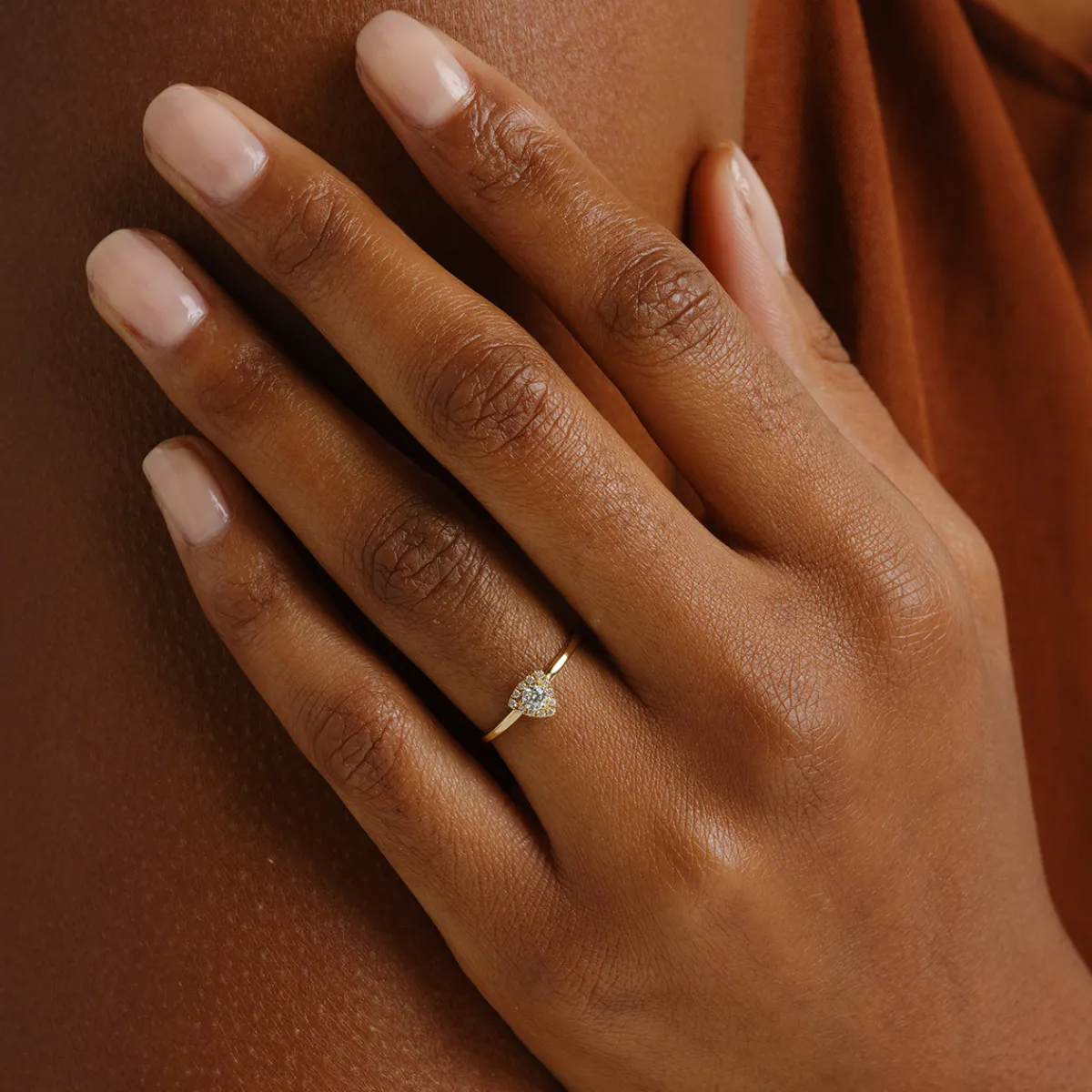 Tomfoolery Triangle Halo Diamond Solitaire Ring Hot