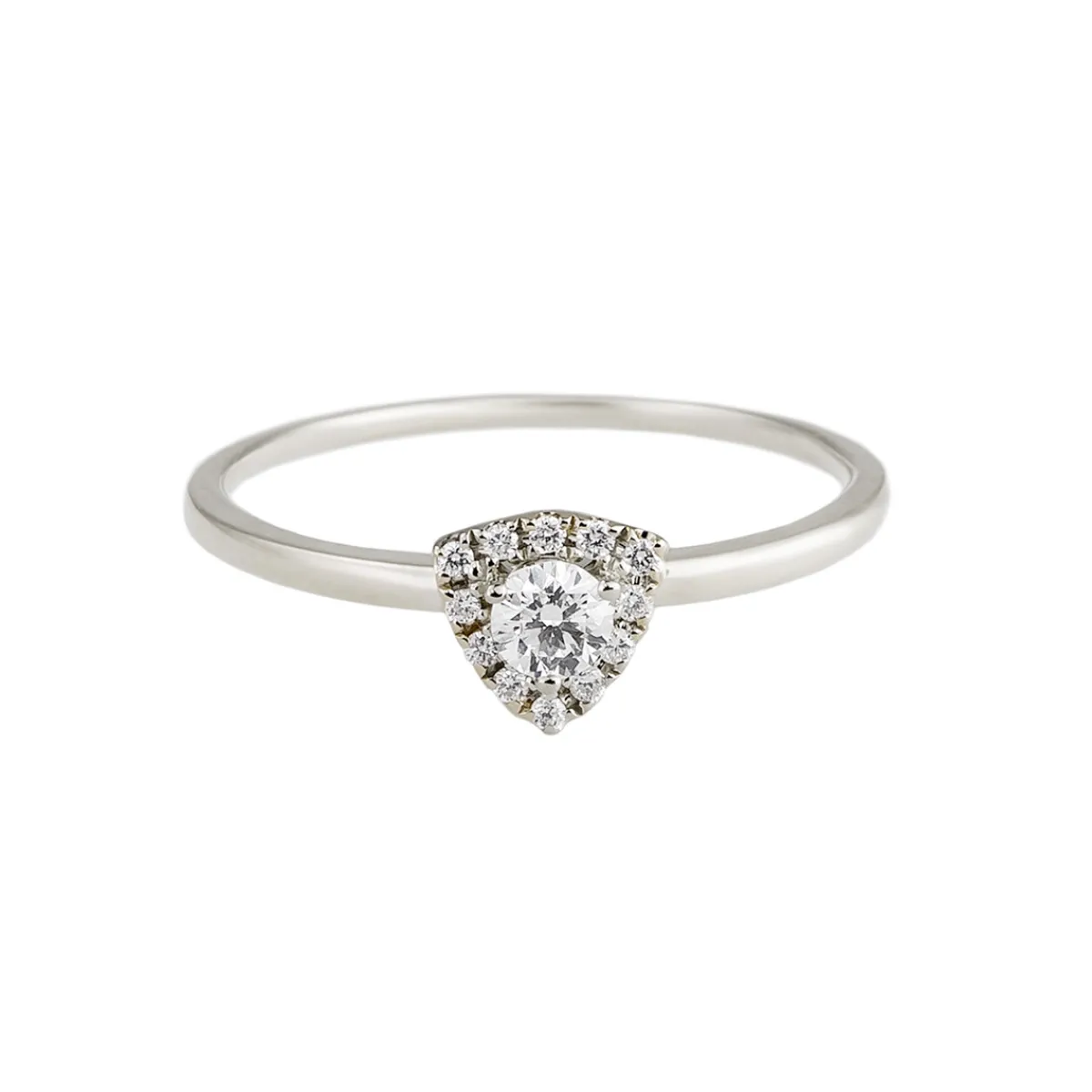 Tomfoolery Triangle Halo Diamond Solitaire Ring Hot