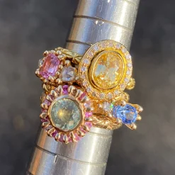 Tomfoolery Trilogy Diamond & Pink Sapphire Ring Hot