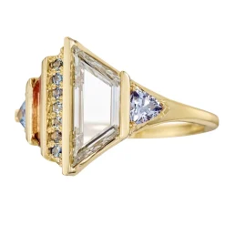 Tomfoolery Trine Diamond Bi-Colour Tourmaline Spinel & Sapphire Art Ring Clearance
