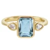 Tomfoolery TRIO Aquamarine and Diamond Bezel Set Ring Discount