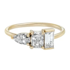 Tomfoolery TRIO Baguette Cut White Diamond Three Stone Ring Outlet
