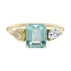 Tomfoolery TRIO Beryl, Yellow & Salt and Pepper Diamond Three Stone Ring Clearance