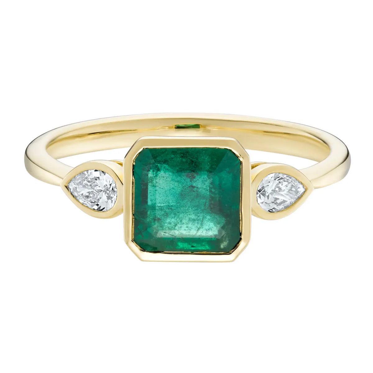 Tomfoolery TRIO 1.44ct Emerald & Diamond Bezel Set Ring Outlet