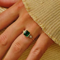 Tomfoolery TRIO 1.44ct Emerald & Diamond Bezel Set Ring Outlet