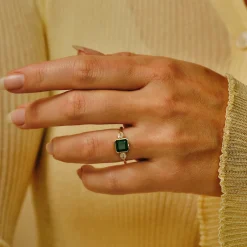 Tomfoolery TRIO 1.44ct Emerald & Diamond Bezel Set Ring Outlet