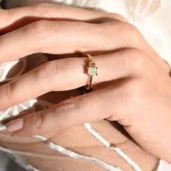 Tomfoolery TRIO Cushion Cut Yellow Diamond Three Stone Ring Hot