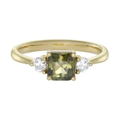 Tomfoolery TRIO Green Sapphire and Diamond Three Stone Ring Hot