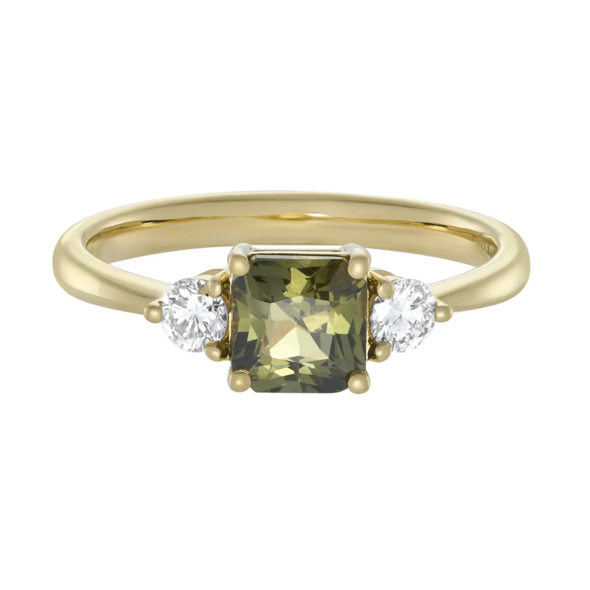 Tomfoolery TRIO Green Sapphire and Diamond Three Stone Ring Hot