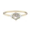 Tomfoolery TRIO Hex Grey & White Diamond Ring Clearance