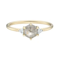 Tomfoolery TRIO Hex Grey & White Diamond Ring Clearance