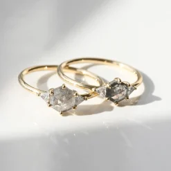 Tomfoolery TRIO Hex Grey & White Diamond Ring Clearance