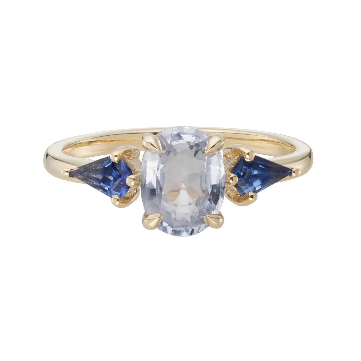 Tomfoolery TRIO Ice Blue Sapphire & Kite Three Stone Ring Sale