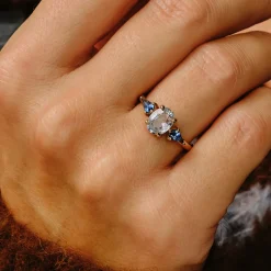 Tomfoolery TRIO Ice Blue Sapphire & Kite Three Stone Ring Sale