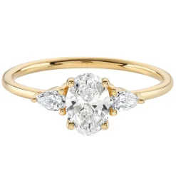 Tomfoolery TRIO Lab Oval Diamond & Pear Three Stone Ring Discount