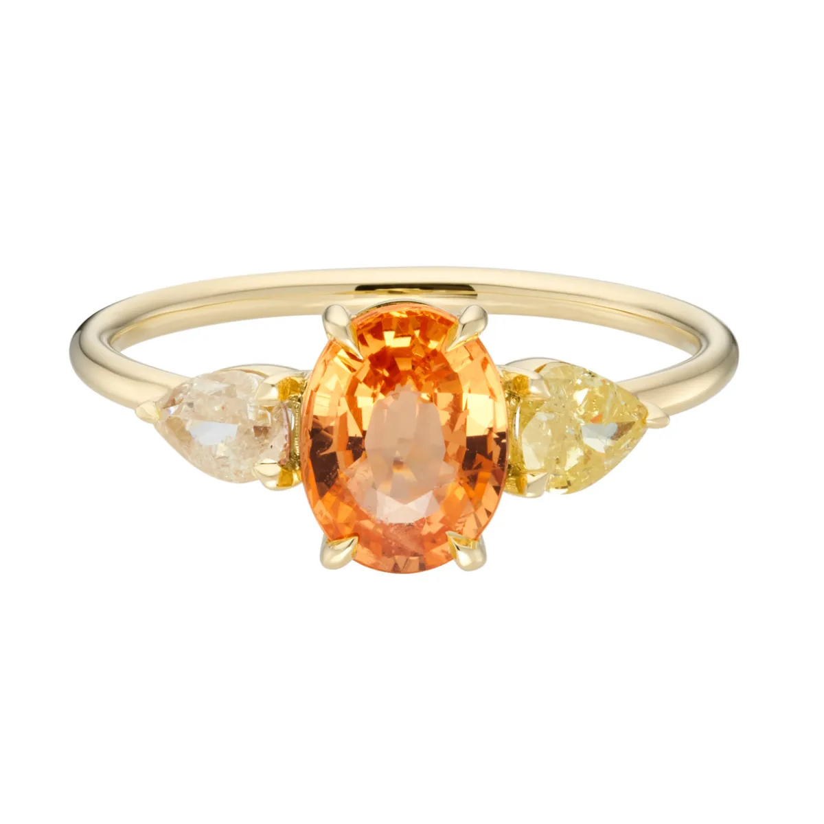 Tomfoolery TRIO Mandarin Garnet & Diamond Three Stone Ring Best
