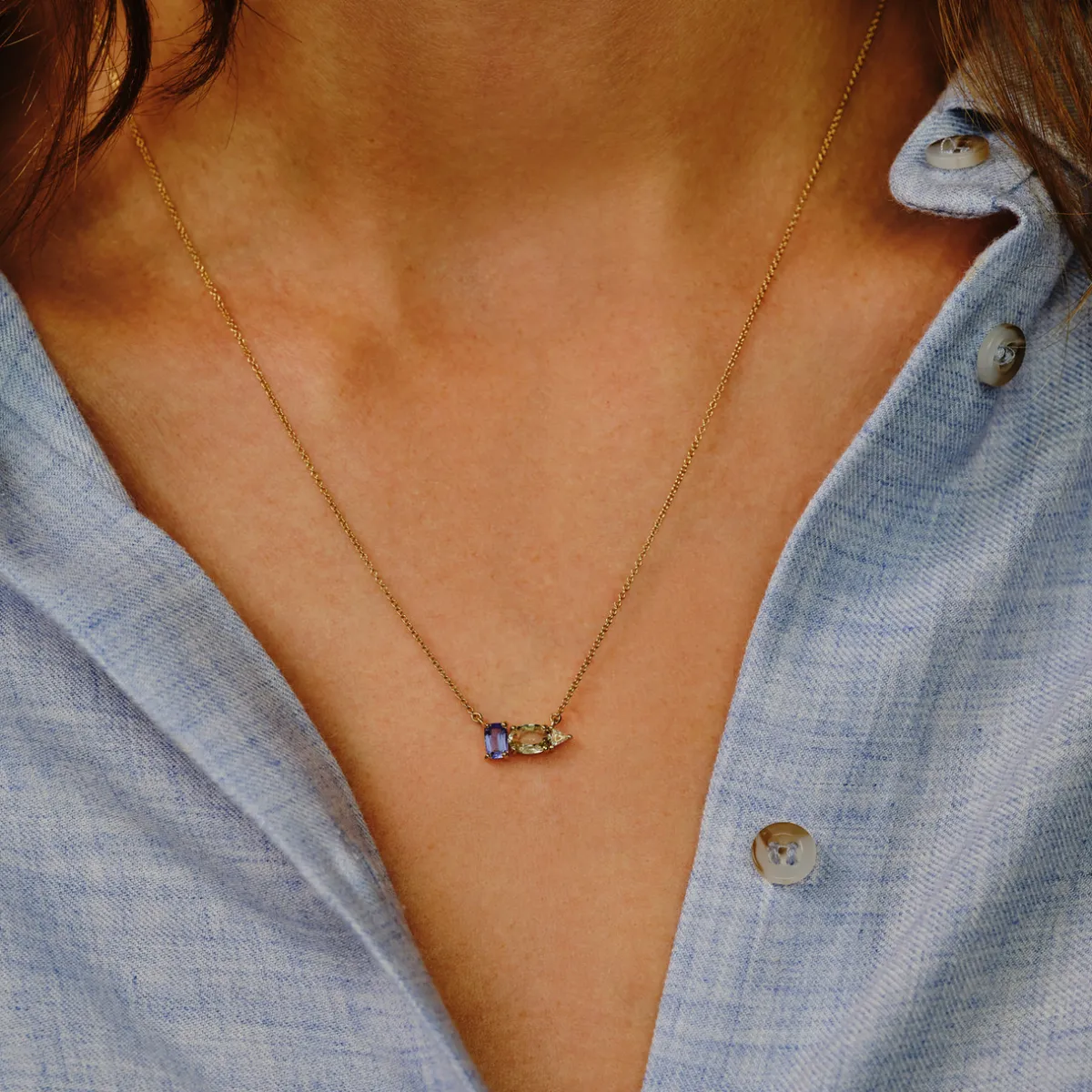 Tomfoolery TRIO Tanzanite, Sapphire & Trillion Diamond Pendant Best