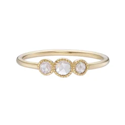 Tomfoolery TRIO Trio Round Rose Cut White Diamond Ring New