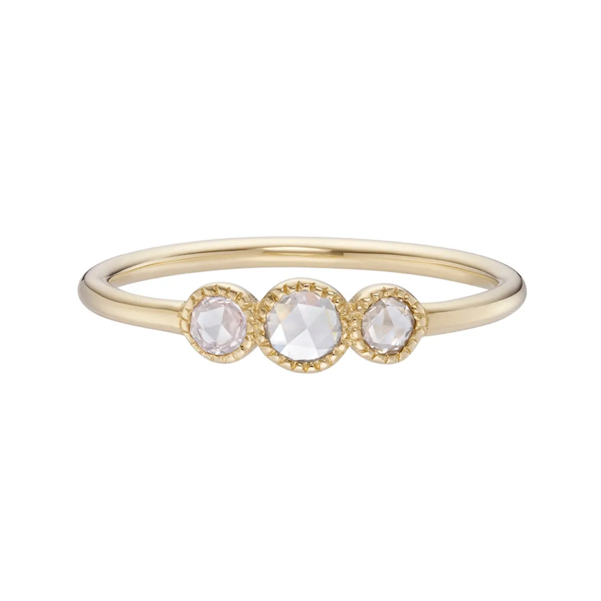 Tomfoolery TRIO Trio Round Rose Cut White Diamond Ring New