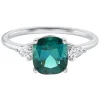 Tomfoolery TRIO White Gold Teal Tourmaline Three Stone Ring Outlet