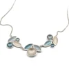 Tomfoolery Triple Section Pearl, Ice & Grey Leaf Necklace Fashion