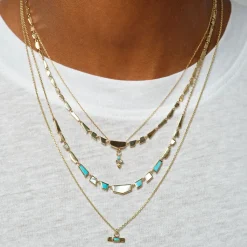 Tomfoolery Turquoise & Mother Of Pearl Tesserae Necklace Clearance