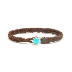 Tomfoolery Turquoise Button Fishtail Bracelet in Chocolate Clearance