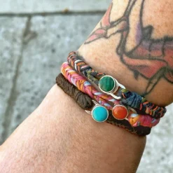 Tomfoolery Turquoise Button Fishtail Bracelet in Chocolate Clearance
