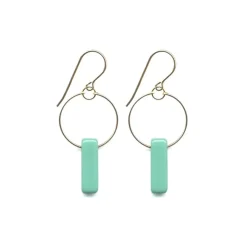 Tomfoolery Turquoise Glass Bead Deco Hoop Earrings New