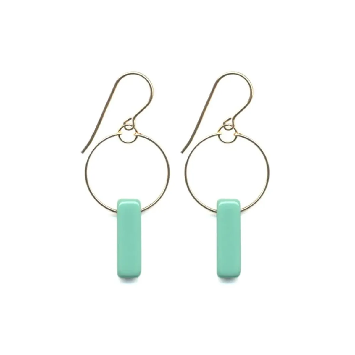 Tomfoolery Turquoise Glass Bead Deco Hoop Earrings New