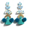 Tomfoolery Turquoise Terrazzo Pom Pom Drop Earrings Online