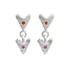Tomfoolery Twin Sapphire Heart Drop Earrings Outlet