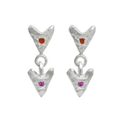 Tomfoolery Twin Sapphire Heart Drop Earrings Outlet
